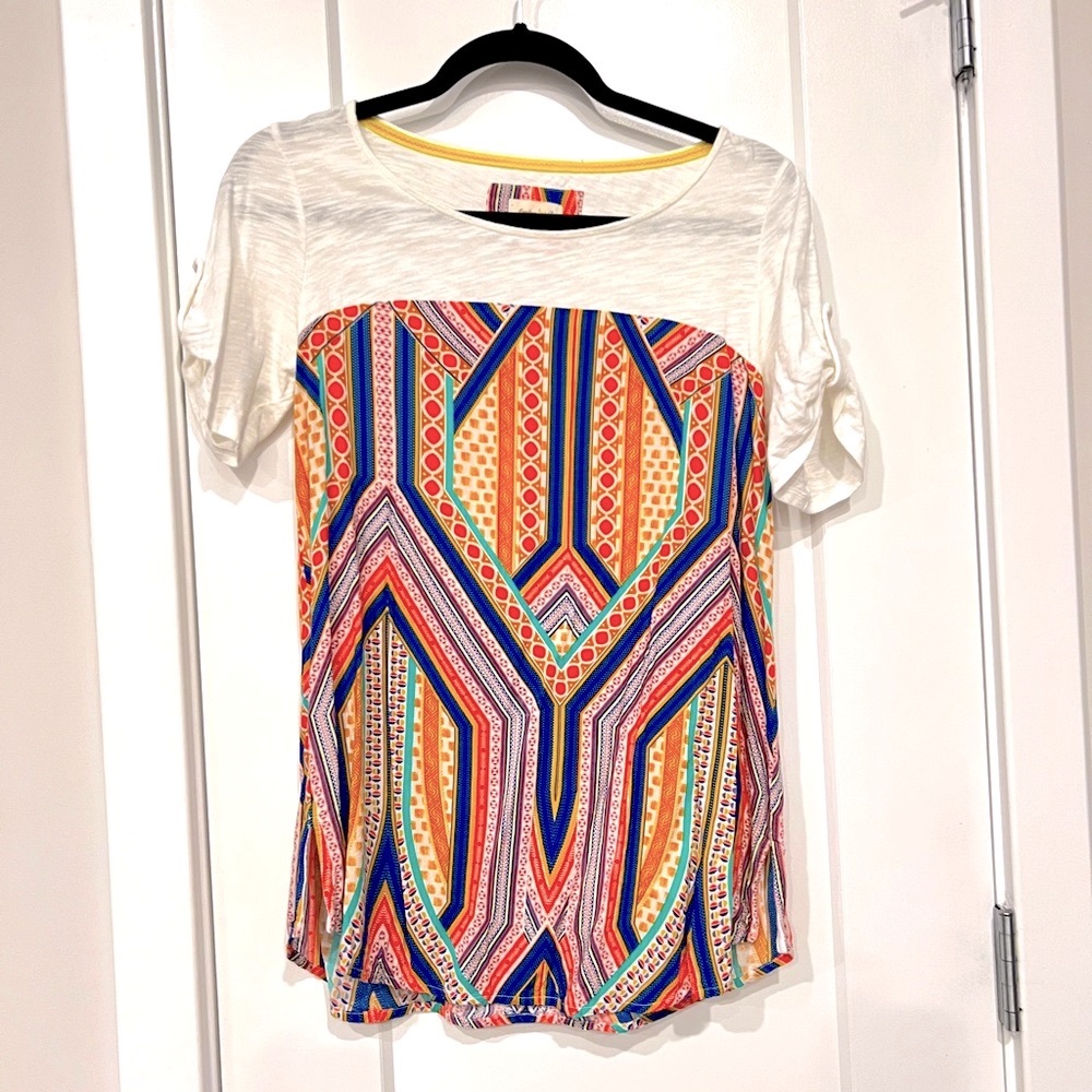 Mid Century Pattern Anthropologie Meadow Rue Tunic EUC